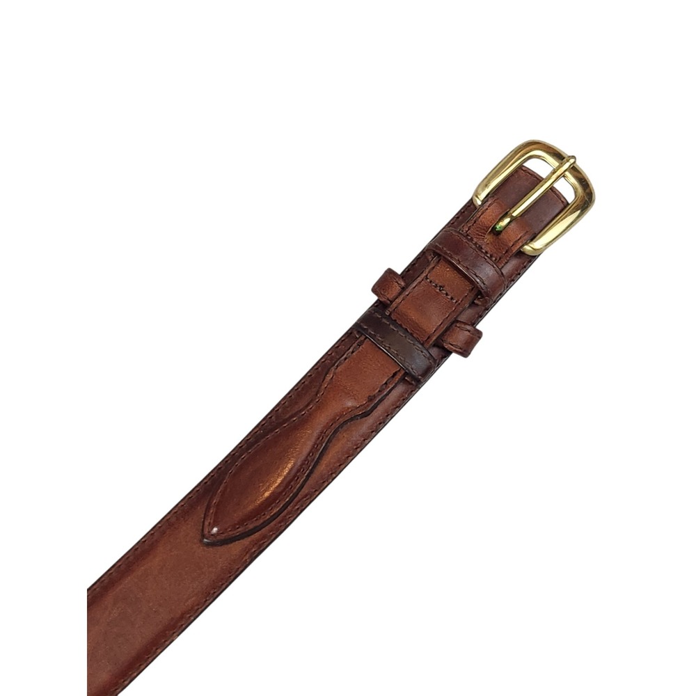 Lands End Leather Belt Mens 40 Brown Brass Buckle USA Made 17525